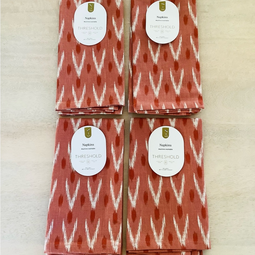 4Pc Threshold Ikat Geometric Print Napkins
